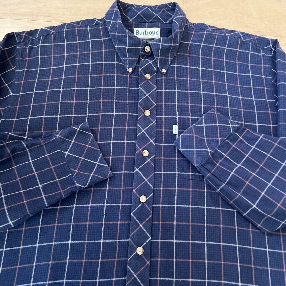 Barbour Comfort Fit Shirt XL Navy Casual Button Up New York Cotton - Picture 4 of 10